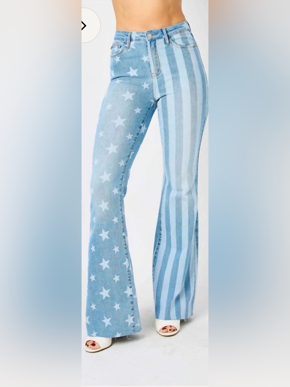 Judy Blue - High Waist Stars & Stripes Bleach Discharge Flare Jeans